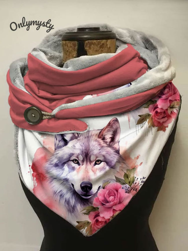 Autumn And Winter Wolf Print Print Scarf