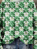 St. Patrick's Day Shamrock Four Leaf Clover Art Print Knit Pullover Sweater