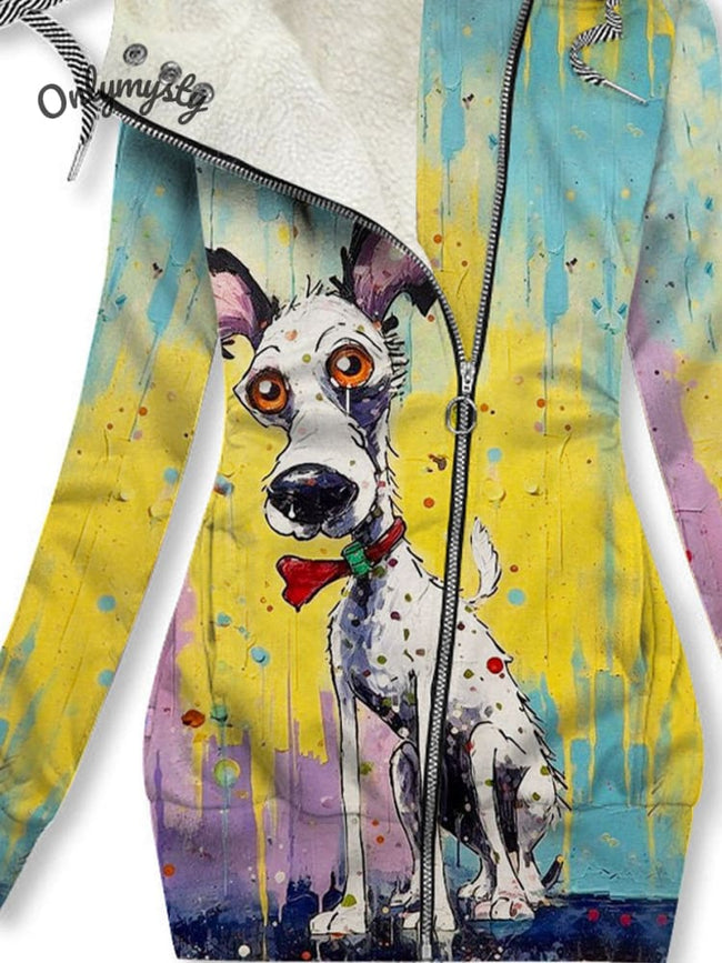 Women's Cute Dog Art Print Casual Sweatshirt