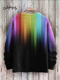 Vintage Gradient Art Print Casual Knit Pullover Sweater