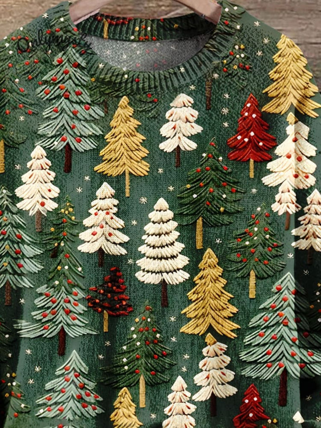 Christmas Gift Christmas Tree Art Print Knit Pullover Sweater