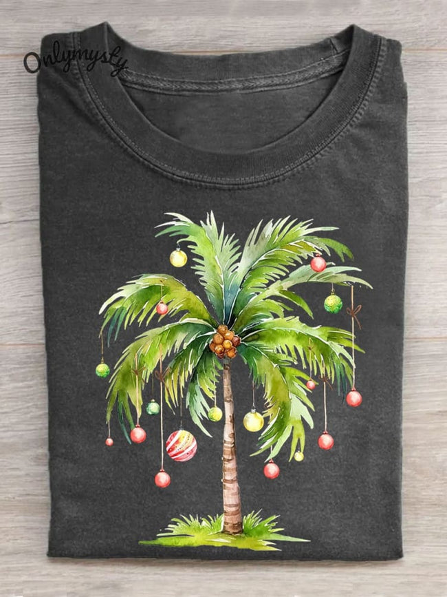 Hawaii Christmas Tree Print T-shirt