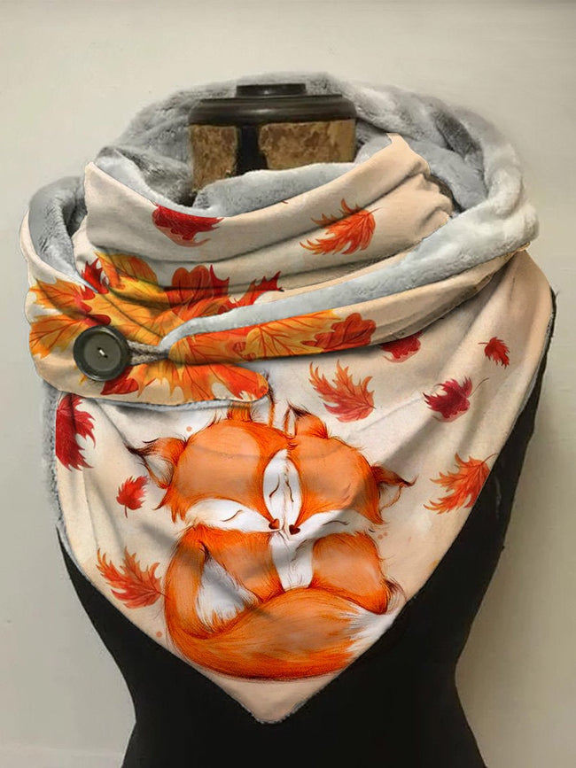 Cute Fox Autumn Winter Warm Print Casual Scarf