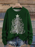 Christmas Tree Jewelry Art Pearls Print Knit Pullover Sweater