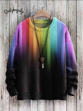 Vintage Gradient Art Print Casual Knit Pullover Sweater