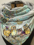 Cute Owl Autumn Winter Warm Print Casual Scarf