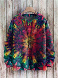 Retro Art Casual Multicolor Print Knit Pullover Sweater