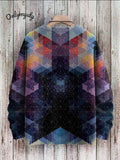 Vintage Geometry Crystal Gradient Art Casual Print Pullover Knitted Sweater