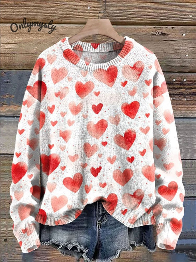 Love Print Knit Pullover Sweater