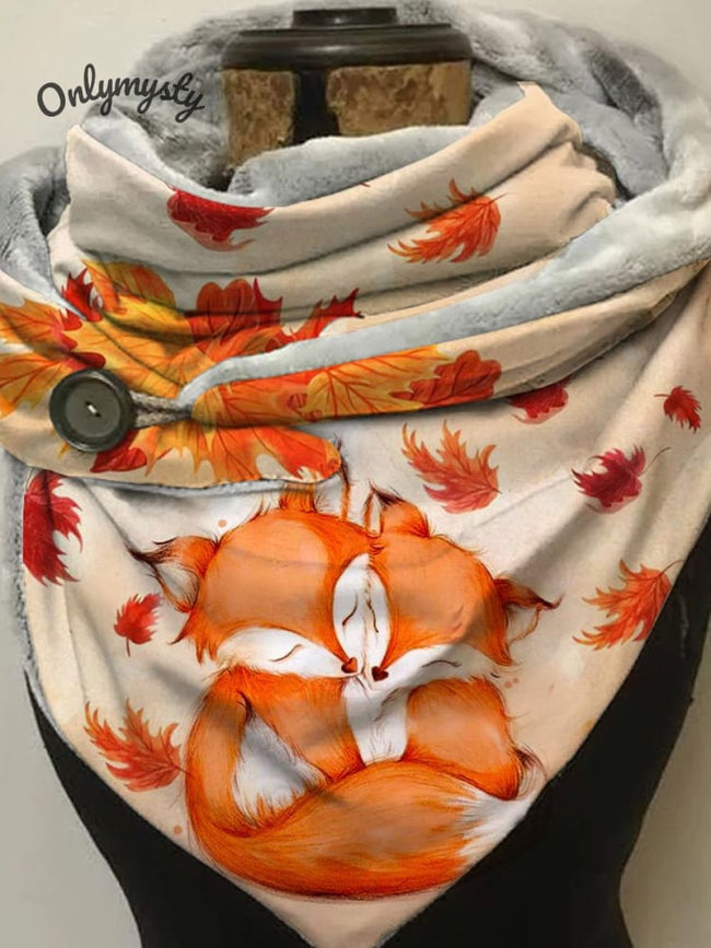 Cute Fox Autumn Winter Warm Print Casual Scarf