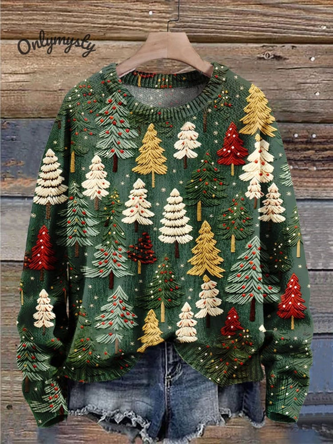 Christmas Gift Christmas Tree Art Print Knit Pullover Sweater