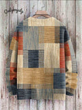 Vintage Geometry Art Print Casual Knit Pullover Sweater